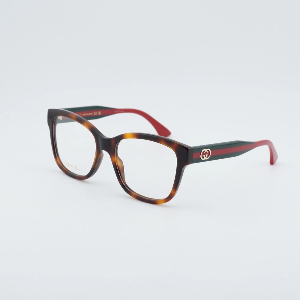 Gucci GG0038ONN Eyeglasses Havana Green Acetate Rectangle